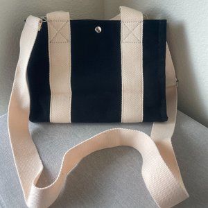 NWOT Black Canvas Crossbody Tote Bag
